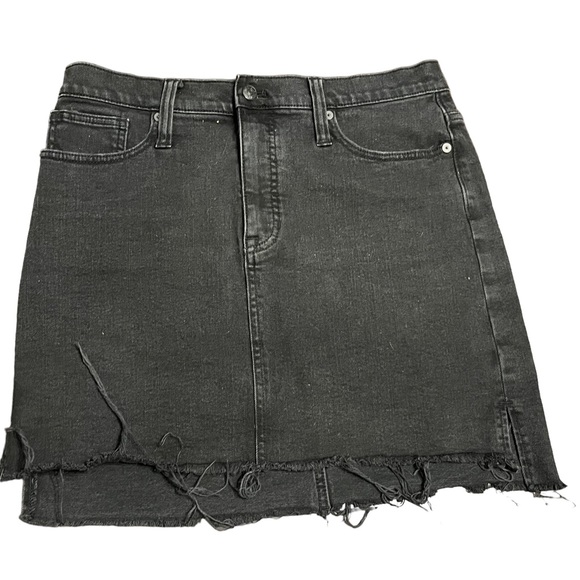 Madewell Dresses & Skirts - Madewell J.Crew Black Denim Jean Mini skirt Distressed size 29